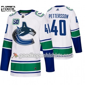 Vancouver Canucks Elias Pettersson 40 50th Anniversary Adidas 2019-2020 Wit Authentic Shirt - Kinderen